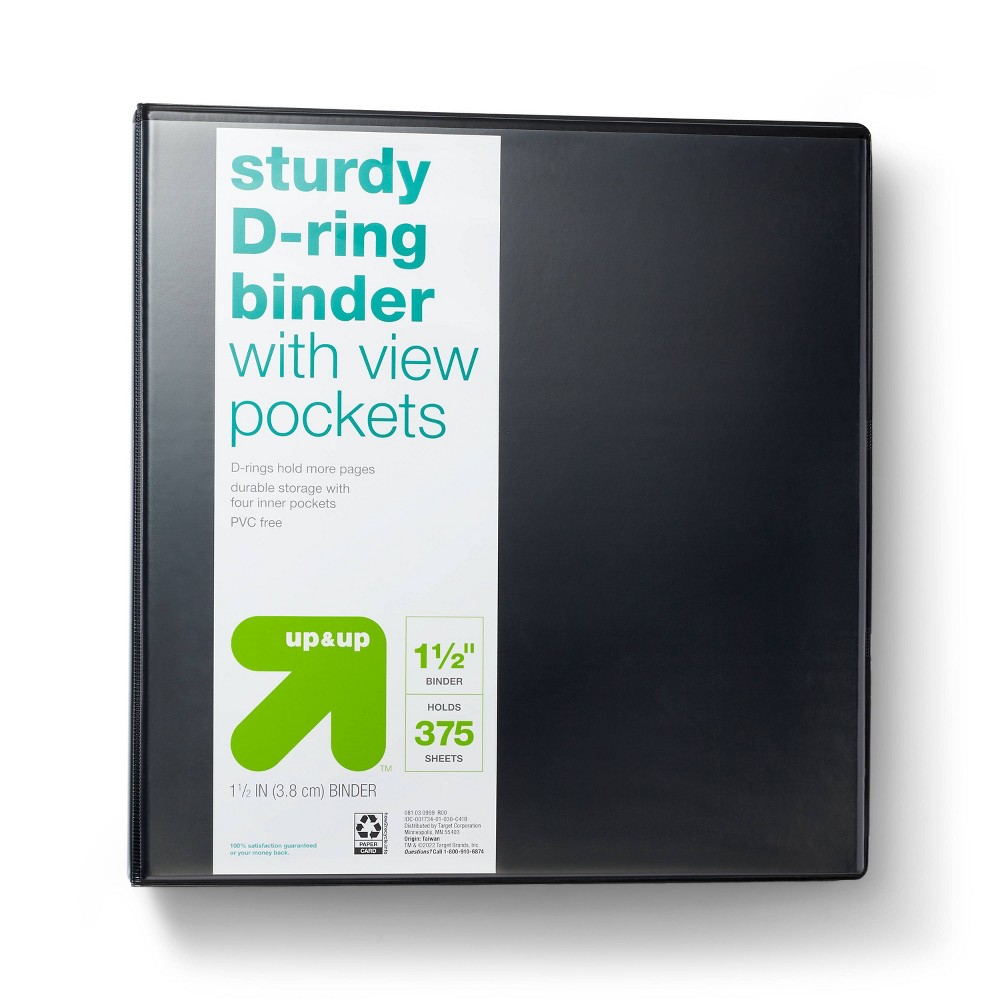 Photos - File Folder / Lever Arch File 1.5" 3 Ring Binder Clear View Black - up & up™