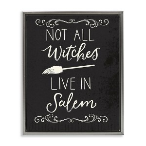 Stupell Industries Not All Witches Live In Salem Broom Floating Frame Canvas Art - 1 of 4