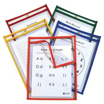 C-Line® Super Heavyweight Plus Reusable Dry Erase Pockets - Study Aid, Assorted Primary Colors, 9 x 12, Box of 25