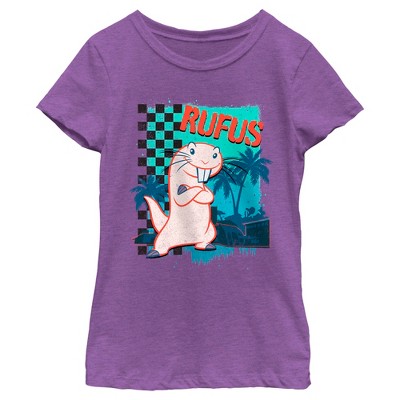 Girl's Kim Possible Retro Wave Rufus T-shirt - Purple Berry - Medium ...