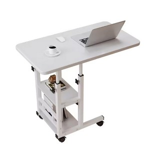 Small Mobile Standing Desk, Adjustable Height Portable Rolling Desk, Tiltable Desk C Shaped End Table For Couch, Hospital Table Laptop Stand - 1 of 4