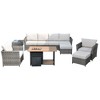 Tenaya 10pc Wicker Outdoor Patio Furniture Set Conversation Sofa with a Storage Fire Pit and Cushions - 2 of 4