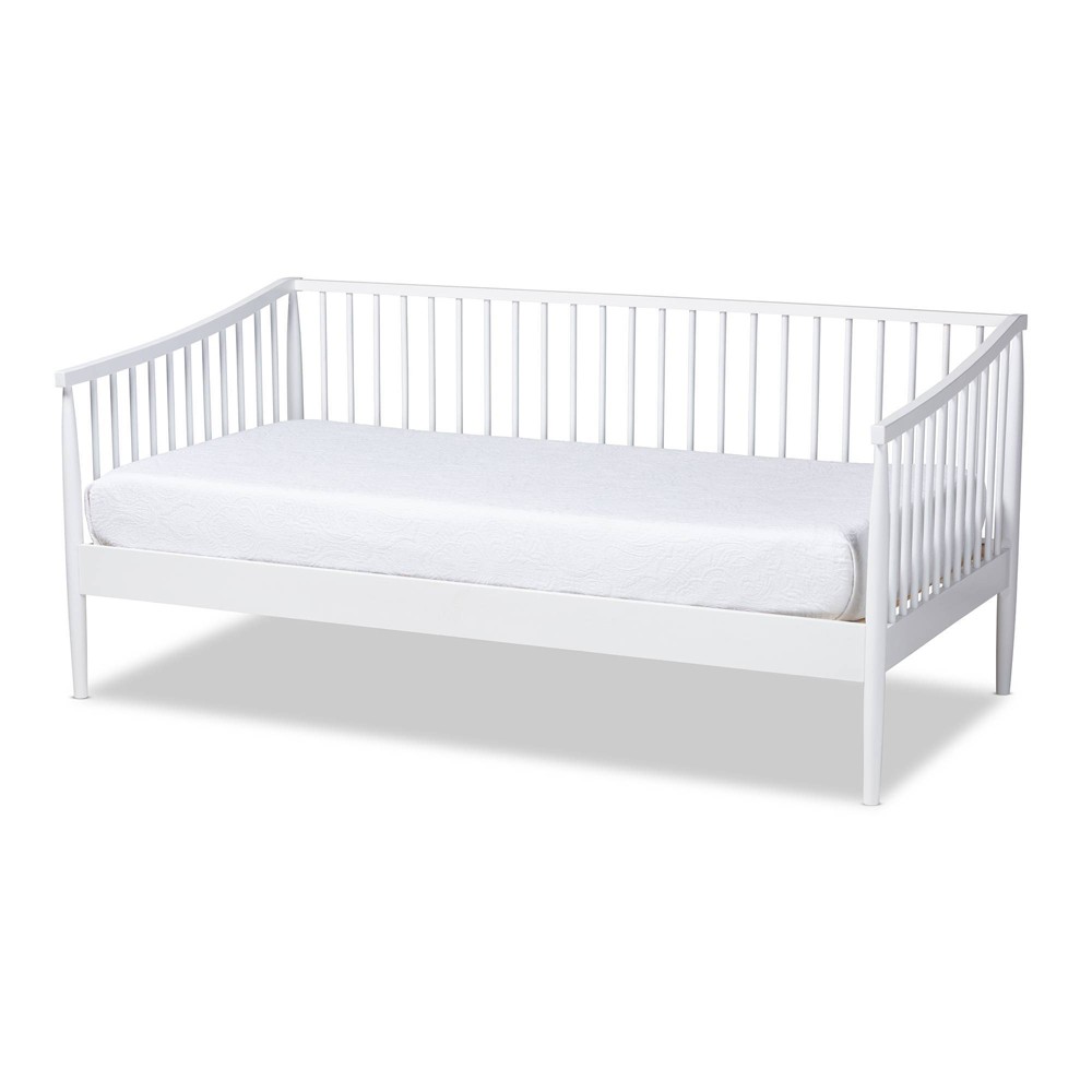 Photos - Bed Frame Twin Renata Wood Spindle Daybed White - Baxton Studio