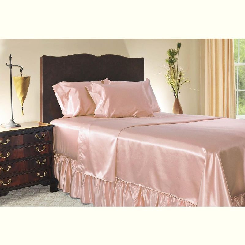 SHOPBEDDING Satin Ruffled Bed Skirt with Platform,  Wrinkle Free and Fade Resistant, 3 of 5