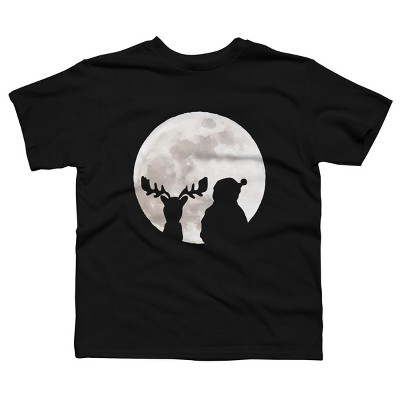 Boy's Design By Humans Christmas moon By lithegraphic T-Shirt