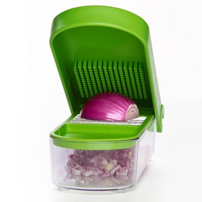 Green and White Plastic Food Chopper with Stainless Steel Blades