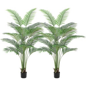 6/7ft Artificial Palm Tree – 15-Trunk Faux Potted Plant for Indoor Home & Office Decor, UV-Resistant (1 or 2 Pack) - 1 of 4