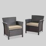 St Lucia 2pc Wicker Club Chairs - Brown/Tan - Christopher Knight Home