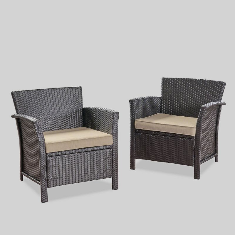 St Lucia 2pc Wicker Club Chairs - Brown/Tan - Christopher Knight Home, 1 of 7