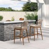 PURPLE LEAF Bar Stools Set of 2 Height Metal Bar Chairs with Back Modern Aluminum Tall Comfy Wicker Woven Boho Barstools Garden Pool Patio Outdoor - 2 of 4