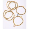 Tiny Tags 14K Gold Ion Plated with Mother of Pearl Inlay Cross Beaded Stretch Bracelet Set - Gold - 2 of 4