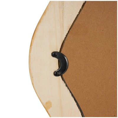 Wavy Poplar Wood Asymmetrical Wall Mirror in Natural Brown