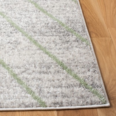 Grey and Green Geometric 9' x 12' Reversible Area Rug