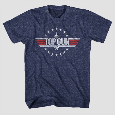 Men's Top Gun Shiny 3D Logo Graphic Tee Navy Blue Small