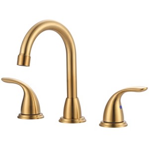 WOWOW 8 in. Widespread Double Handle Bathroom Faucet with Drain Kit Included in Brushed Nickel - 1 of 4