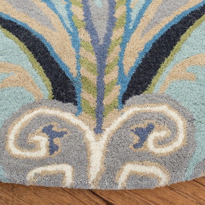 Hand-Tufted Blue Wool Rectangular Area Rug 2' x 3'