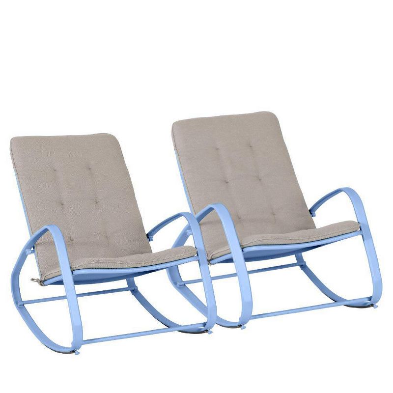 2pc Patio Modern Rocking Chair - Blue - Captiva Designs, 1 of 6