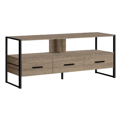 Monarch Specialties Tv Stand 48 Inch Console Media Entertainment Center Storage Drawers Laminate Metal Brown Black Contemporary Modern