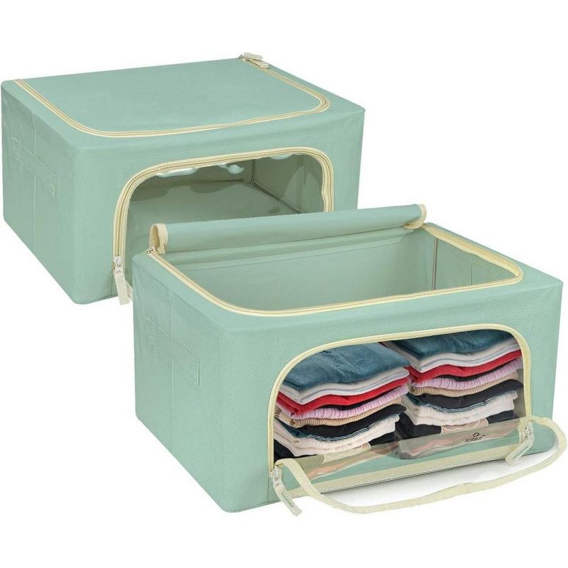 Sorbus 2 Pack Storage Bins - Stackable Clothes Organizer Bags - Clear Window & Carry Handles - Bedroom, Closet, Home Organization, 5 of 6