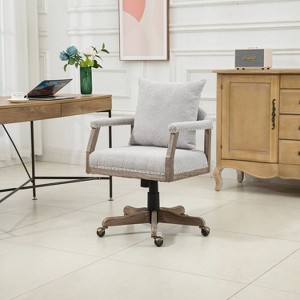 Computer Chair Office Chair, Adjustable Swivel Chair Fabric Seat, Boucle Accent Chairs with Arms, Sitting Oversized Chair for Living Room-The Pop Home - 1 of 4