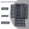 77" Farmhouse Kitchen Pantry Cabinet, Freestanding Tall Cupboard with 3 Adjustable Shelves, 8 Door Racks & 3 Drawers - 2 of 4