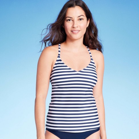 Women's Striped Racerback Tankini Top - Kona Sol™ Navy Blue : Target