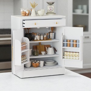 Mshliw Kitchen and Dining Cabinets with Faux Marble Top, Drawer & Adjustable Shelves, Freestanding Buffet Sideboard Cabinet - 1 of 4