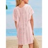 Girls Crochet Beach Cover Up Lightweight U Neck Kids Swimwear Above Knee Beach Cover Up for Girls Beachwear Tops - 2 of 4