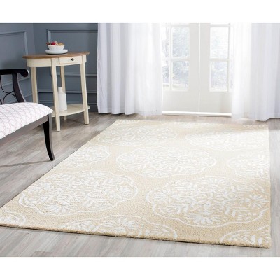 Bella 4' x 6' Beige White Hand-Tufted Wool Rug