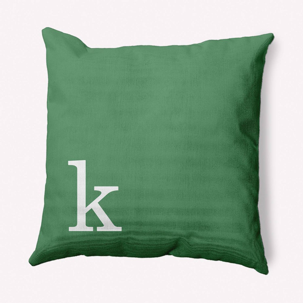 Photos - Pillow 16"x16" Modern Monogram 'k' Square Throw  Sage - e by design