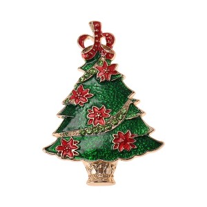 Unique Bargains Christmas Brooches HC155 Alloy Dripping Wax Red Green 1.57"x2.2" 1 Pc - 1 of 4