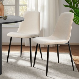 Set of 2 Upholstered Dining Chairs with Metal Legs, Modern Fabric Accent Chairs for Kitchen or Dining Room-Maison Boucle - 1 of 4