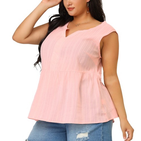 Agnes Orinda Women's Plus Size Fashion V Neck 3/4 Flounce Sleeve Babydoll  Blouses : Target