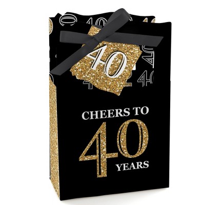 Big Dot of Happiness Adult 40th Birthday - Gold - Birthday Party Favor Boxes - Set of 12