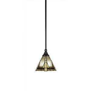 Toltec Lighting Any 1 - Light Pendant in  Black Copper with 7" Zion Art Glass Shade - 1 of 1