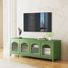 Retro Green TV Cabinet with Rainbow Glass Doors - Large Capacity, Accommodates TVs up to 70 inches, Modern Minimalist Design, Ideal for Living Rooms - 3 of 3