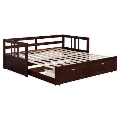 Herres Twin King Extendable Daybed With, Expandable Bed Frame Wood