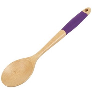 Chef Craft 14" Long Beechwood Wooden Kitchen Mixing Spoon with Silicone Handle - 1 of 4