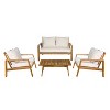 Kinger Home Cheryl 4-Piece Acacia Wood Patio Furniture Set Stylish Outdoor Patio Furniture with Waterproof Cushions - 2 of 4