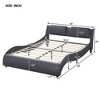 CAVINAS Platform Bed with LED Light,Faux Leather Bed Frame,Box Spring Not Required,Assembly Required,White/Black - 3 of 4