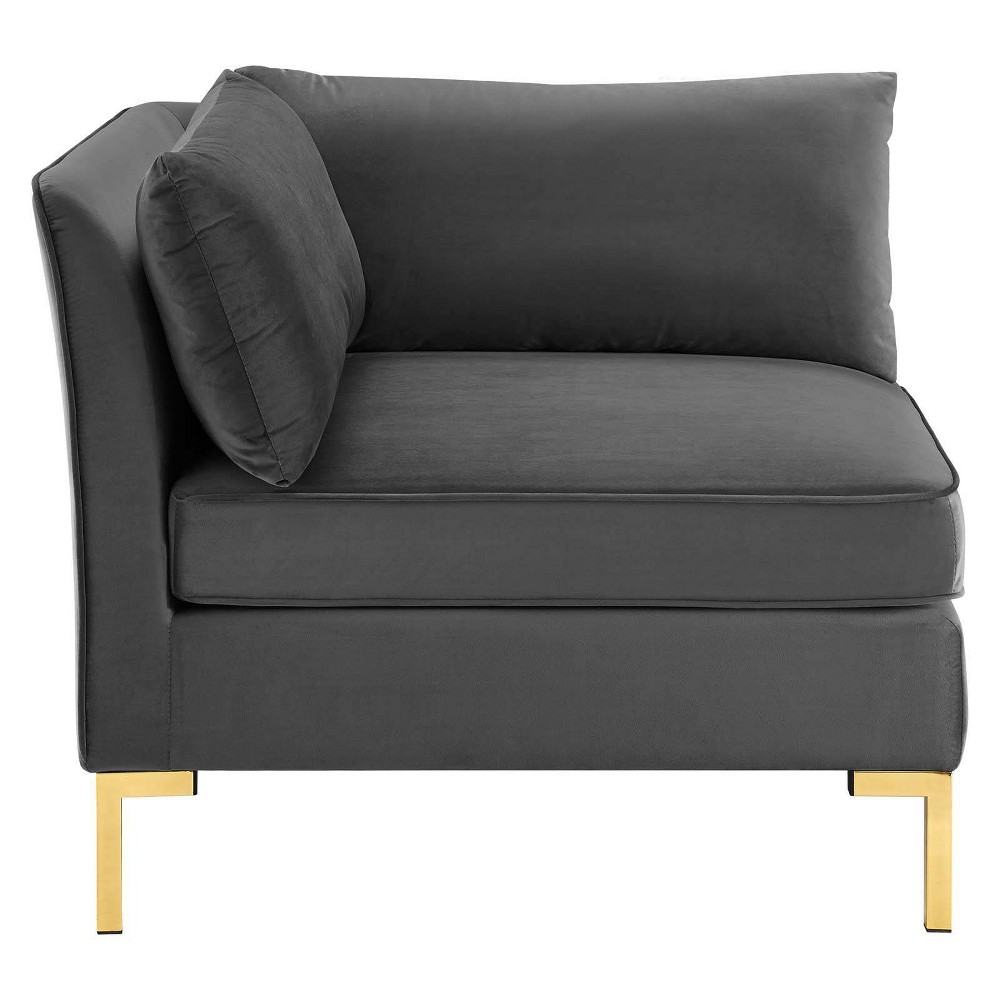 Photos - Sofa Modway Ardent Performance Velvet Sectional  Corner Chair Gray  