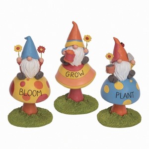Transpac Resin Gnome On Mushroom Figurine Set of 3 Spring Home Decorations - 1 of 1