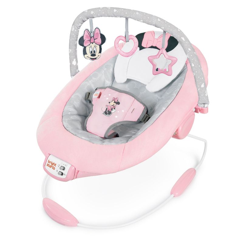 Bright Starts Disney Baby Minnie Mouse Rosy Skies Pink Baby Bouncer Infant Seat, 1 of 17