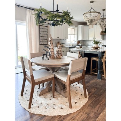 Linus Light Gray Upholstered Dining Chair with Dark Brown Wood Frame