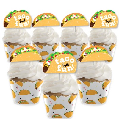 Big Dot of Happiness Taco 'Bout Fun - Cupcake Decoration - Mexican Fiesta Cupcake Wrappers and Treat Picks Kit - Set of 24