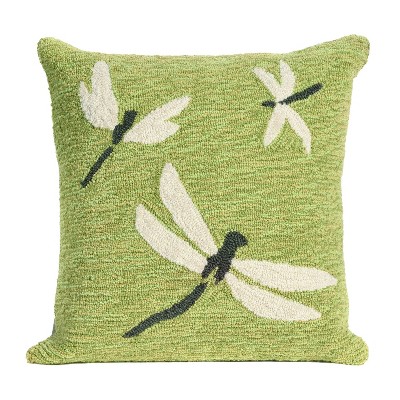 Liora Manne Whimsy Indoor Outdoor Patio Accent Throw Pillow for Living Room Sofa Couch, Porch Swing, and Beds, Dragonfly, 18 x 18 Inch, Green