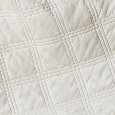Cream Linen Front Cotton Back Quilted Throw Blanket