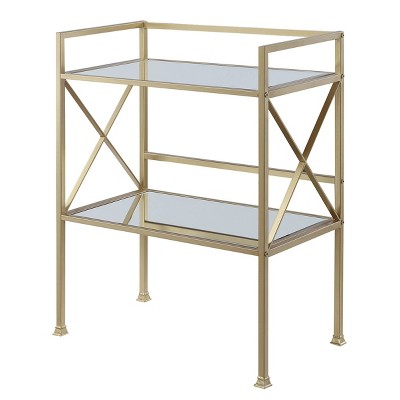 Gold Coast Bar Hall Table Mirror/Gold - Breighton Home: Modern X Design, Two-Tier, Space Saver