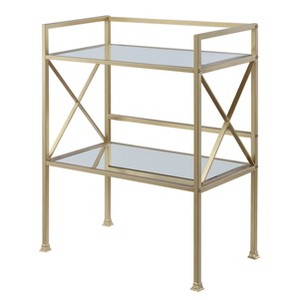 Gold Coast Bar Hall Table Mirror/Gold - Breighton Home: Modern X Design, Two-Tier, Space Saver - 1 of 4