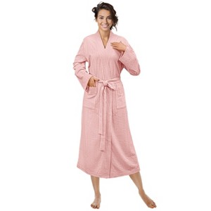 PAVILIA Women Waffle Knit  Robe, Soft Cozy Breathable Lightweight Long Bathrobe with Pockets for Shower Spa House - 1 of 4